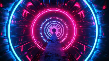 Red Blue Tunnel Abstract Background