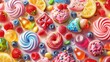 © Bijac - colorful assortment of delicious candy and sweets tasty sugary treats background digital illustration