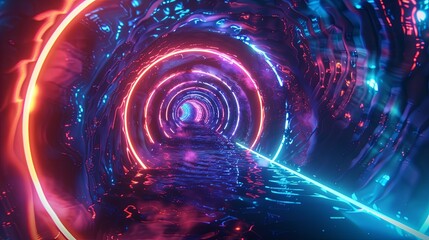 Red Blue Tunnel Abstract Background