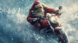 © Yekaterina - Santa Claus takes a wild ride on his motorcycle through a snowy storm, embodying the spirit of adventure