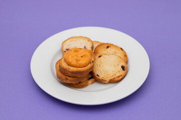 Sticker - Freshly baked rusks with raisins, on small plate