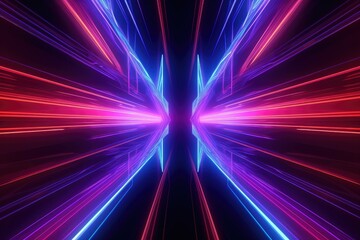 Canvas Print - Futuristic Neon Light Tunnel