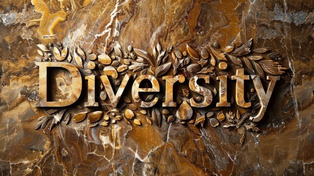 Brown Marble Inclusion and Multiculturalism concept art poster.