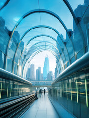 Poster - Futuristic City Walkway with Skyline View