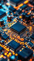 Canvas Print - Close-up of electronic circuit board with CPU