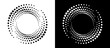 © Mykola Mazuryk - Circle abstract background with dynamic halftone dots in spiral. Yin and yang style. Black shape on a white background and the same white shape on the black side.