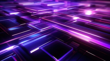 Wall Mural - 3d rendering of purple and blue abstract geometric background