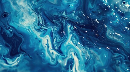 Wall Mural - Abstract art blue paint background with liquid fluid grunge texture.