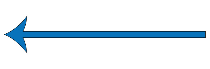 Wall Mural - Blue long arrow to the left . vector, isolated. Blue arrow isolated on transparent background. Vector illustration. Eps file 23.