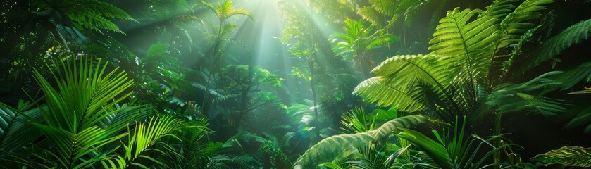 Canvas Print - Sunlight Through Rainforest Canopy.