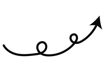 Wall Mural - Curved black arrow spiral sign symbol icon element shape isolated on white background. Vector illustration. Eps file 54.