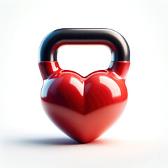 Wall Mural - a heart shaped kettlebell on white background for Valentine's Day, birthday, anniversary, wedding, Healthy fitness, gym workout concept