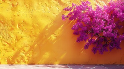 Wall Mural - A bright ochre backdrop with a solid violet color.