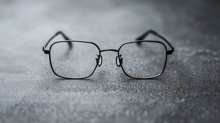 A pair of glasses with a black frame and a white lens