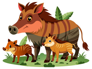 Wall Mural - Wild Boar vector illustration, cute animal vector illustration, Wild Boar illustration vector, cute Wild Boar cartoon illustration