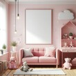 © Tunrino - A pink room with a couch and stuffed animals informative optimized.