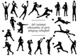 © ivnas - Black silhouettes of women's volleyball girl players training, running, jumping, throwing, hitting, catching the ball