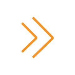 Wall Mural - Orange vector chevron arrows pointing right, two arrows in row. road sign for turn. Stock Vector illustration isolated on white background. Vector illustration. Eps file 141.