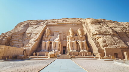 Wall Mural - Ancient stone, megaliths, dolmens, obelisks, menhirs. During the day Abu Simbel in bright daylight delig_005