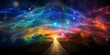 © Anastasiia - A psychic rainbow path through Orions stars inspired technological advancements. Concept Spiritual Enlightenment, Cosmic Connections, Technological Innovations, Star Constellations, Colorful Journeys