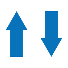Wall Mural - Up and down arrow icon vector. blue arrow icon button on white background for transfer, upload and download applications service data. Vector illustration. Eps file 168.