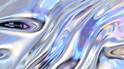 Wall Mural - an abstract background depicting liquid metal with a chrome finish, showing a silver gradient and ir