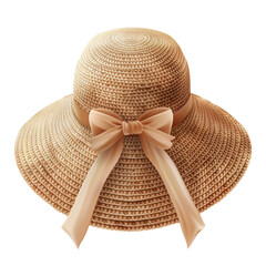 Straw Hat with Bow Summer Fashion Accessory transparent background