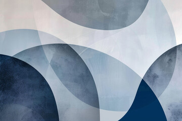 Wall Mural - Contemporary abstract with minimalist grey and blue shapes.