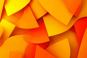 Wall Mural - Modern backdrop with vibrant orange and yellow shapes.