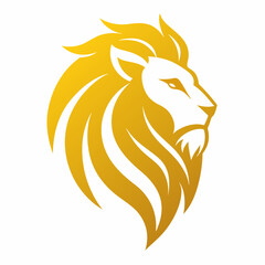 Poster - Golden Lion Head Logo - Simple Vector Art Design