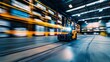 © Christian - a dynamic and high-energy photograph of a forklift driving through a bustling warehouse, using a long time exposure to emphasize the movement and efficiency of the operation