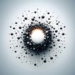 © Creative Hut - A central bright white circle surrounded by numerous black spheres arranged in a radial pattern generated by ai