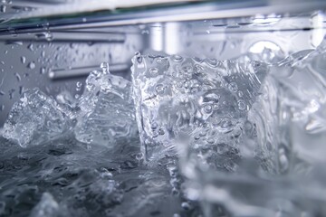 Wall Mural - A close-up shot of water flowing from a faucet, suitable for use in illustrations about water conservation, plumbing or kitchen settings