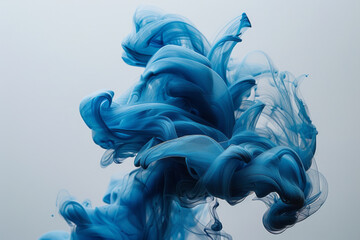 Aufkleber - Simple image of cyan ink swirling in clear water, set against a plain white backdrop,