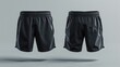 © Alena - A pair of black shorts with no top or legs, photographed on a neutral gray background