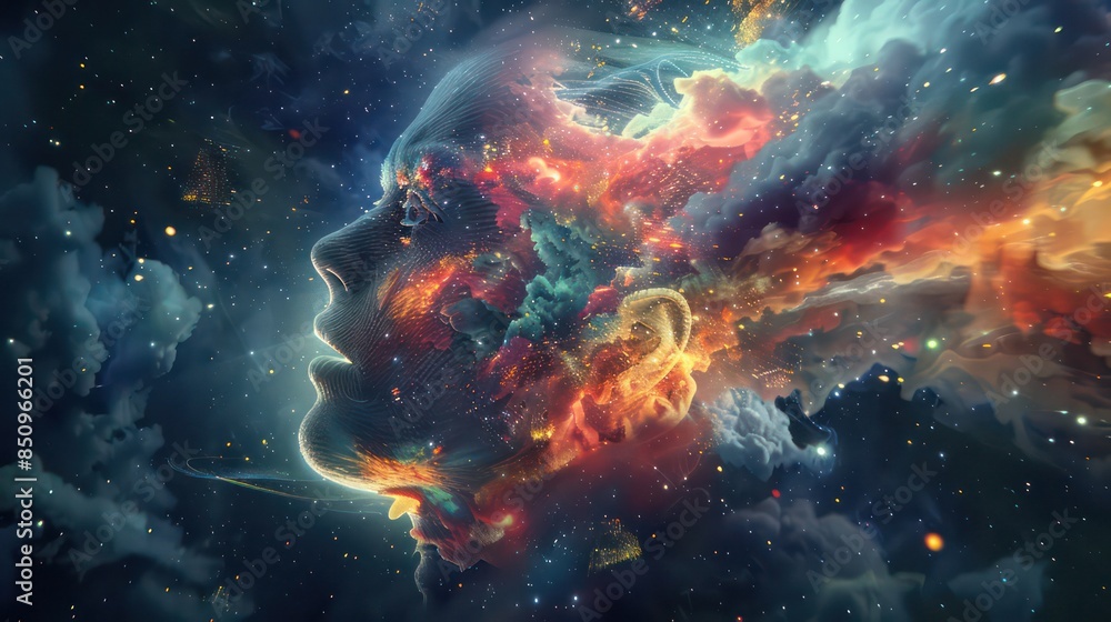 illustration of annual collective mind concept art, exploding mind ...