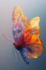 Aufkleber - Simple image of a string art butterfly, with colorful threads forming delicate wings on a minimalist background,