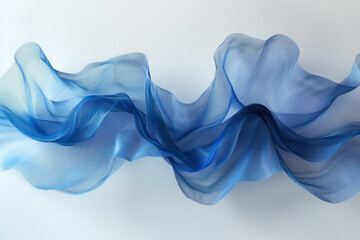 Aufkleber - Minimalist shot of a string art wave, with blue threads curving gracefully on a white board,