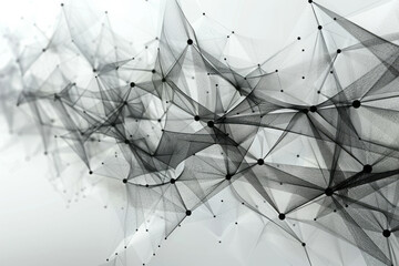 Fototapete - Elegant shot of a string art geometric pattern, with black and white threads on a clean backdrop,