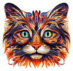 Sticker - PNG The cat in embroidery style animal mammal pet.