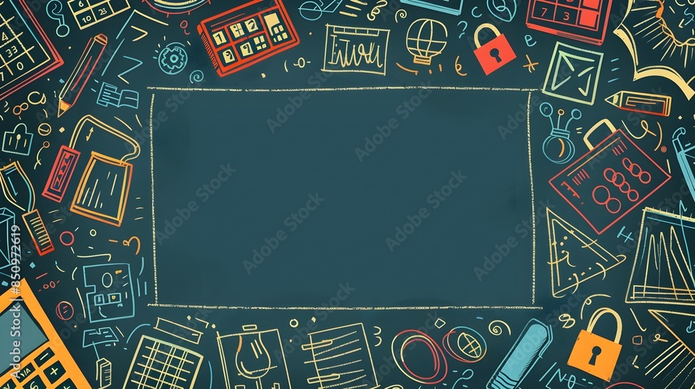 Stylized Doodle Page Border with Empty Space for Mockup Layout Design ...