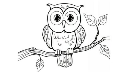 Poster -  Owl on Branch with Wide-Open Eyes