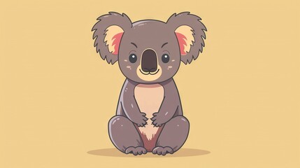 Canvas Print -   A koala on the ground, its head angled to appear melancholic