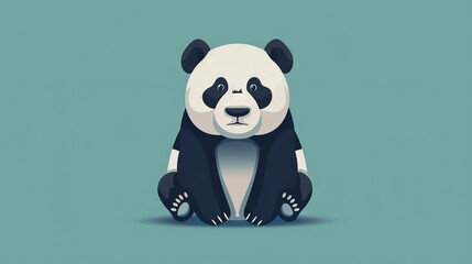 Sticker -   A panda bear sits on the ground with its paws on its chest and a sad expression on its face