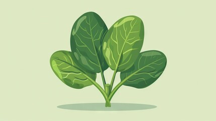 Wall Mural -   Spinach leaves sit on a light green background with a shadow