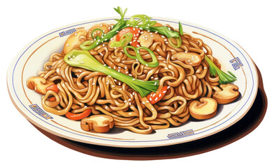 Poster - PNG Yakisoba japanese food dessert noodle cream.