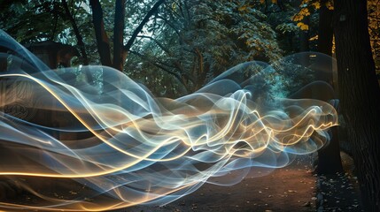 Wall Mural - light source, such as a flashlight or LED, to paint light onto your scene during a long exposure, creating abstract light trails and patterns 