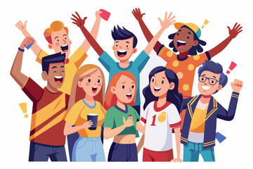Fans cheering at a sports event illustration, sport team support, cheering illustration people