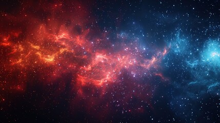 Wall Mural - Cosmic Dance of Nebulae: Red and Blue