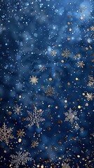 Canvas Print - Snowflakes falling on a blue background creating a winter wonderland